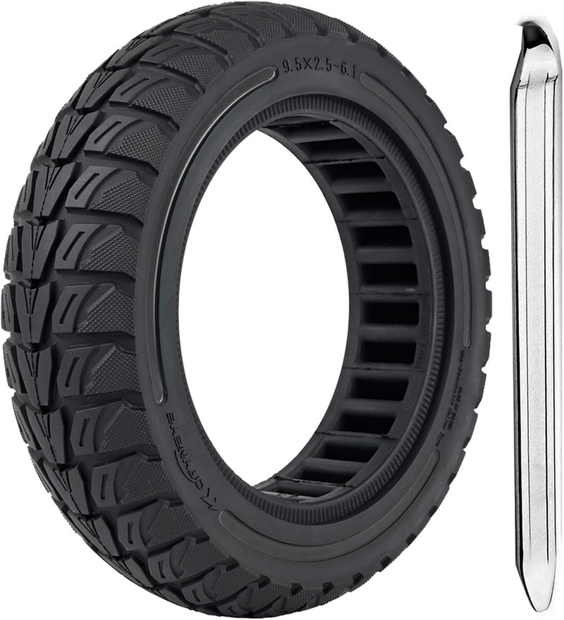 TOCBEUU 9.5x2.5-6.1 Solid Tires for Electric Scooter: Off-Road Replacement Wheels, Tubeless Rubber Tyre for NIU KQi3 Pro/Max/Sport Electric Scooter- Black(1PCS) - Image 1